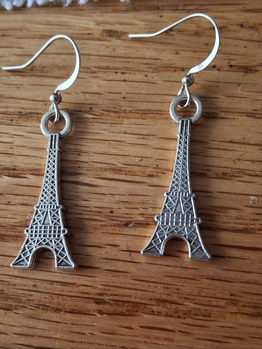 Silver Eiffel Tower Dangle Earrings